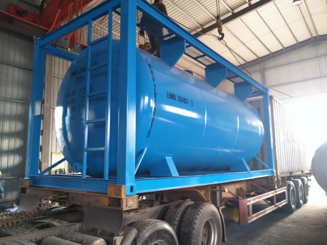 China Manufacturer Customized Stainless / Carbon Steel Diesel Fuel Oil Gas 20FT & 40FT ISO Tank Containers Price for Sale