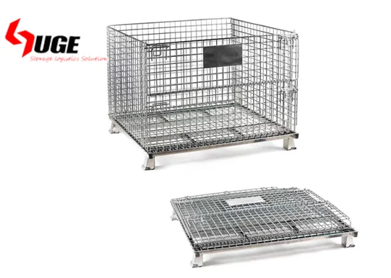 Cage pliante de boîte de palette de grillage galvanisée