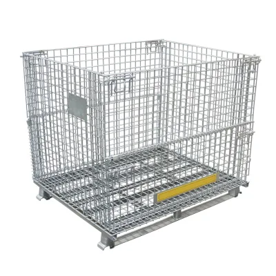 Cage de palette empilable Cage de fil pliable Cage de palette de treillis métallique de conteneur de palette en acier pour entrepôt