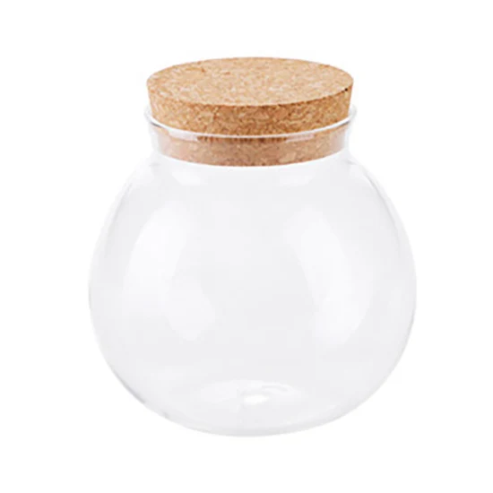 Belle théière ronde verre à haute teneur en borosilicate pot scellé bonbons lait en poudre Micro paysage fruits secs réservoir de stockage des aliments